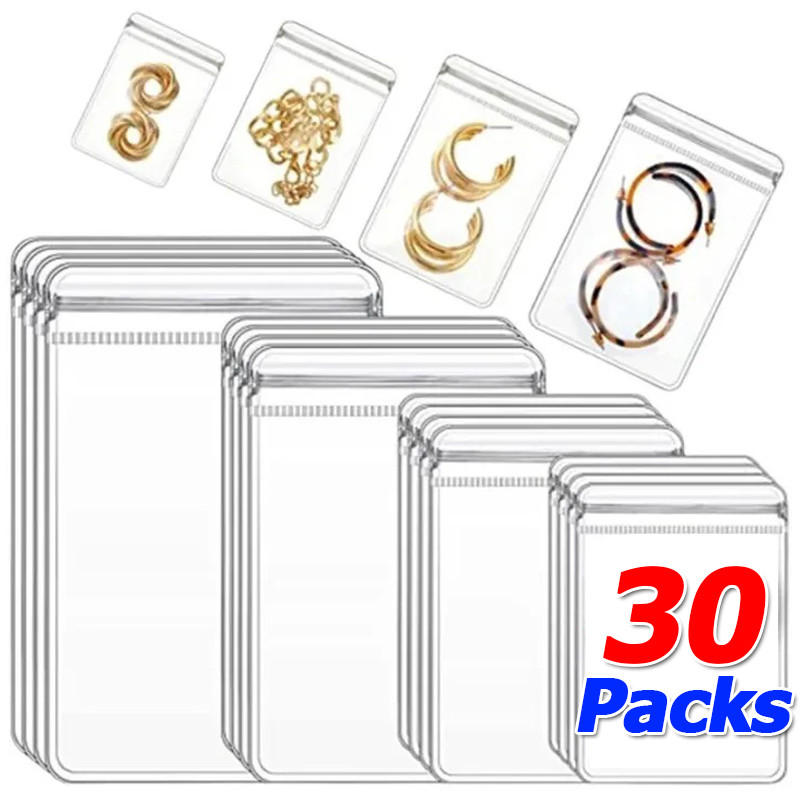 10/30 ชิ้นReusable PVCเครื่องประดับแพคเกจกระเป๋า/Thicken Self Sealing Anti-Oxidationแหวนสร้อยคอPouches