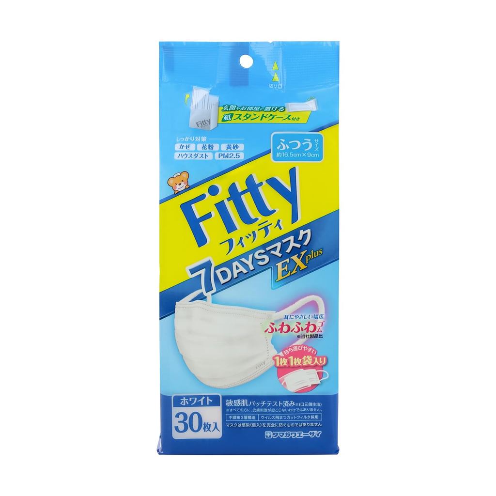 รองรับ PM25 Fitty 7DAYS Mask EX Plus 30 ชิ้น ขนาดปกติ สีขาว ส่งตรงจากญี่ปุ่น
