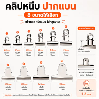 SKY คลิปหนีบกระดาษ ปากแบน 1ชุด 6ชิ้น คลิปหนีบเอกสาร เหล็กชุบนิกเกิล แข็งแรง หนีบกระดาษ หนีบเอกสาร Paper Clip