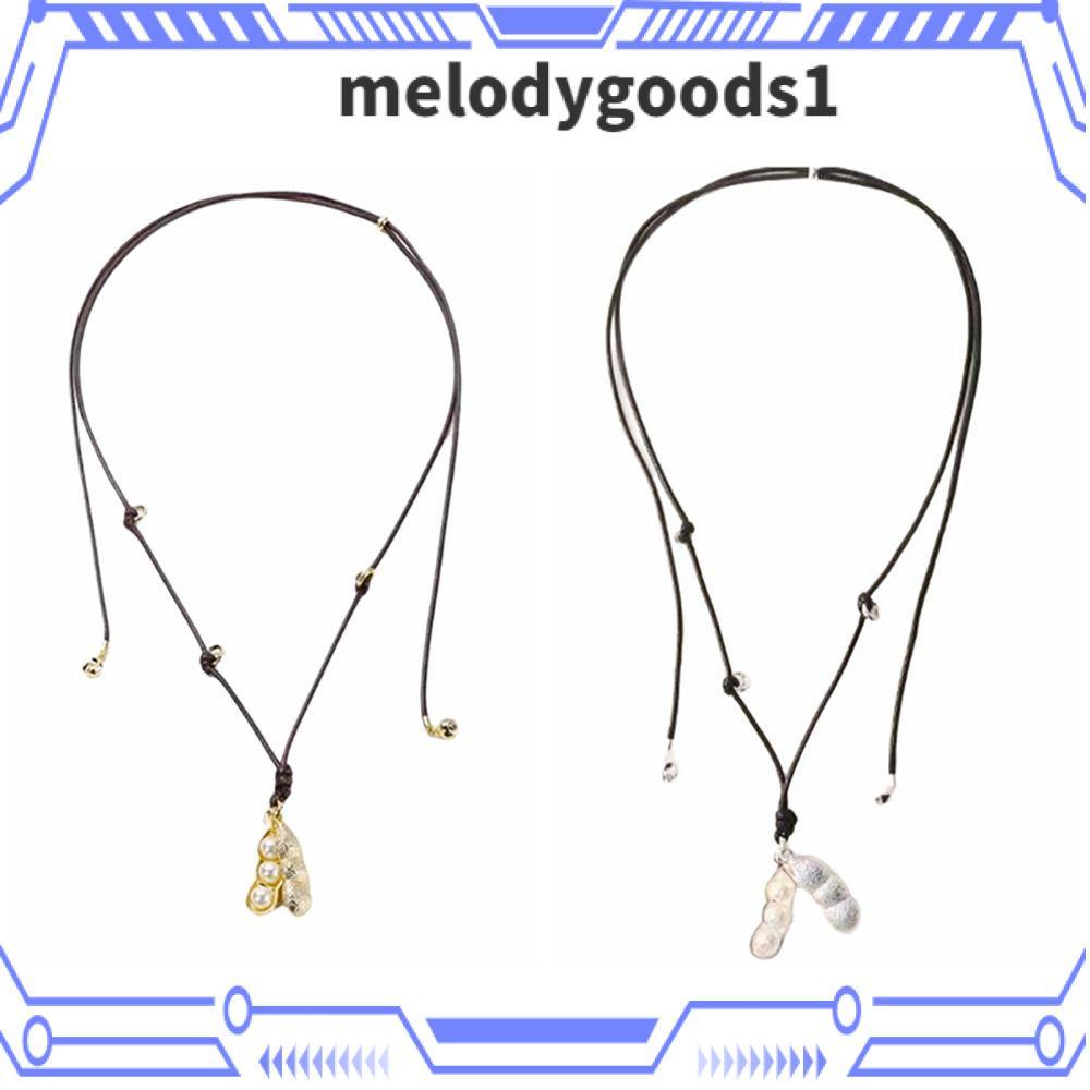 MELODYGOODS สร้อยคอ Pea Pod, สร้อยคอโซ่ยาวเชือก, เครื่องประดับโซ่เชือกโลหะผสมประณีตผู้หญิง