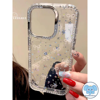 เคสไอโฟน17 13 11 สำหรับ IPhone 15 11 16 17 Air 14 13 12 Pro Max 16 14 15 Plus เคสเพชรสว่างดาวหรูหรา โบว์ น่ารัก สไตล์ฮิต