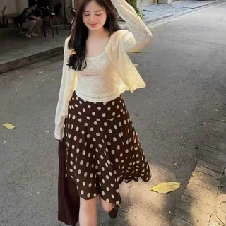 [ITEM 1/READY] ชุด 3 FLOWER LACE TWO-STOP เสื้อพร้อมแจ็คเก็ตผสมสีน้ําตาลPORK SKIRT 2MONDAY S72