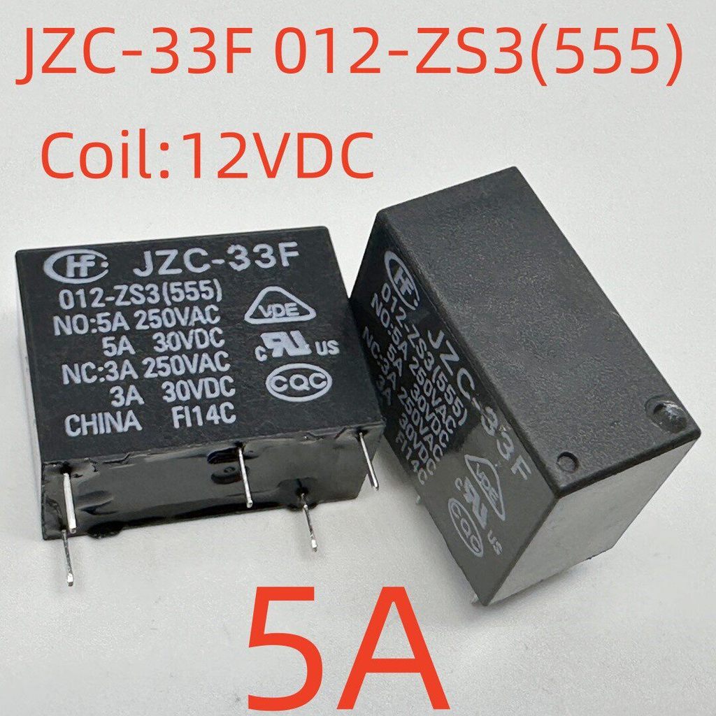 ยี่ห้อใหม่ 5 พินรีเลย์ JZC-33F-G 012-ZS3 (555)/012-ZS/24VDC-ZS 33FC