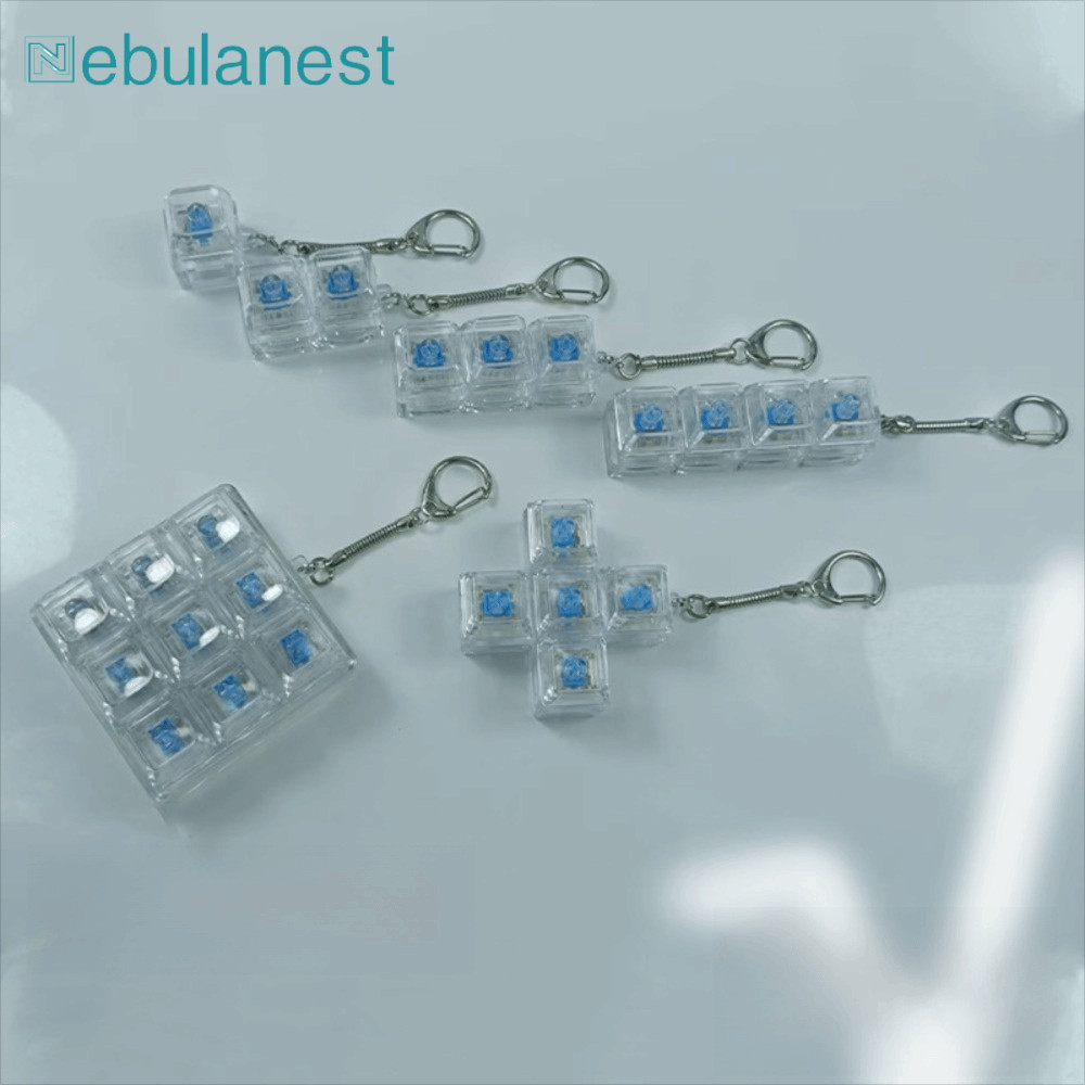 พวงกุญแจ NEBULANEST Fidget, คีย์บอร์ดนิ้วปุ่มกด 4/5 คีย์, ผ่อนคลายความเครียด Pass The Time Gadget ของเล่นหยิกผู้ใหญ่