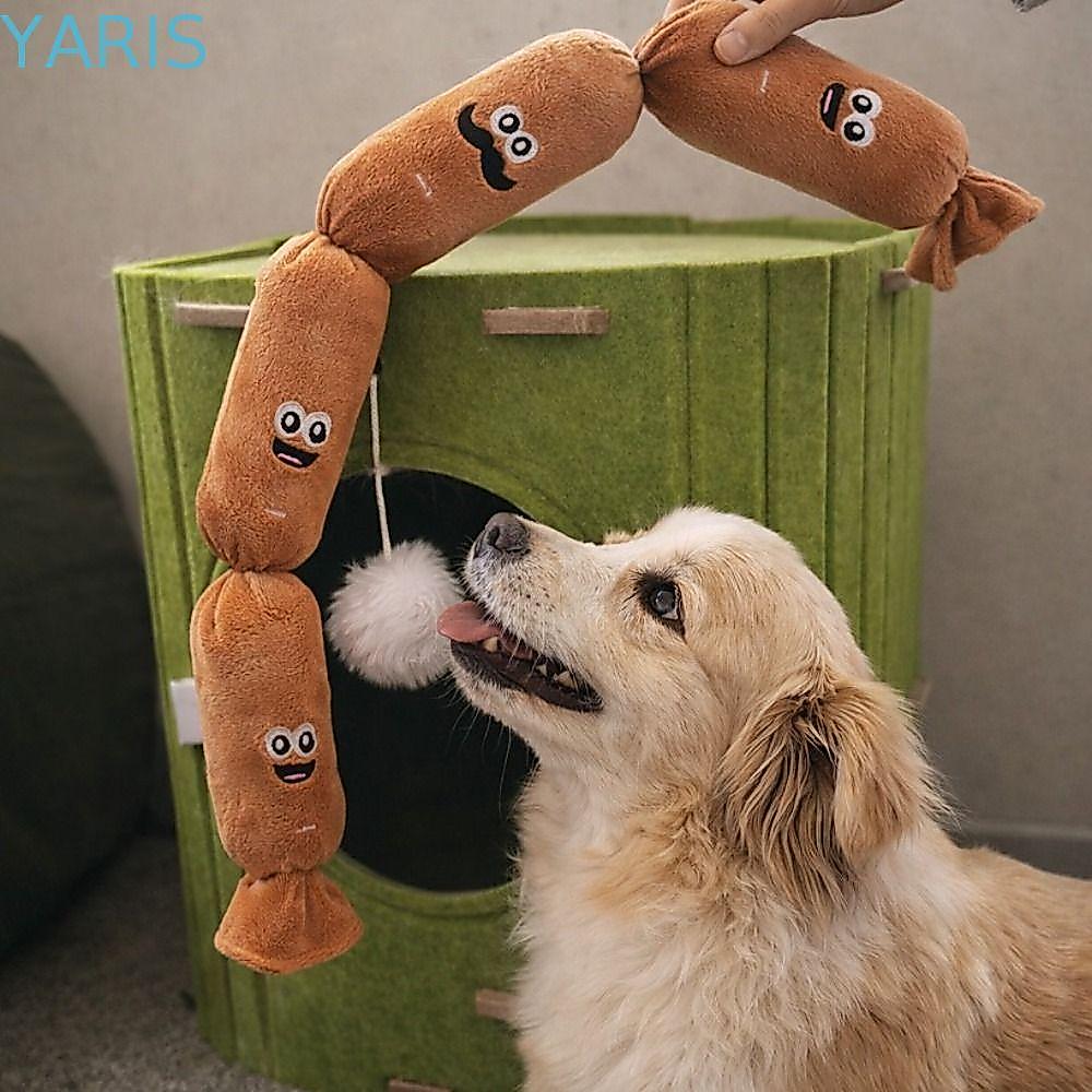 YARIS Plush ไส้กรอกของเล่นเสียง,สวมใส่Creative Squeakyของเล่นสุนัข,สัตว์เลี้ยงVocalของเล่นแบบพกพากัดการ์ตูนสัตว์เลี้ยงของเล่นแบบโต้ตอบลูกสุนัข