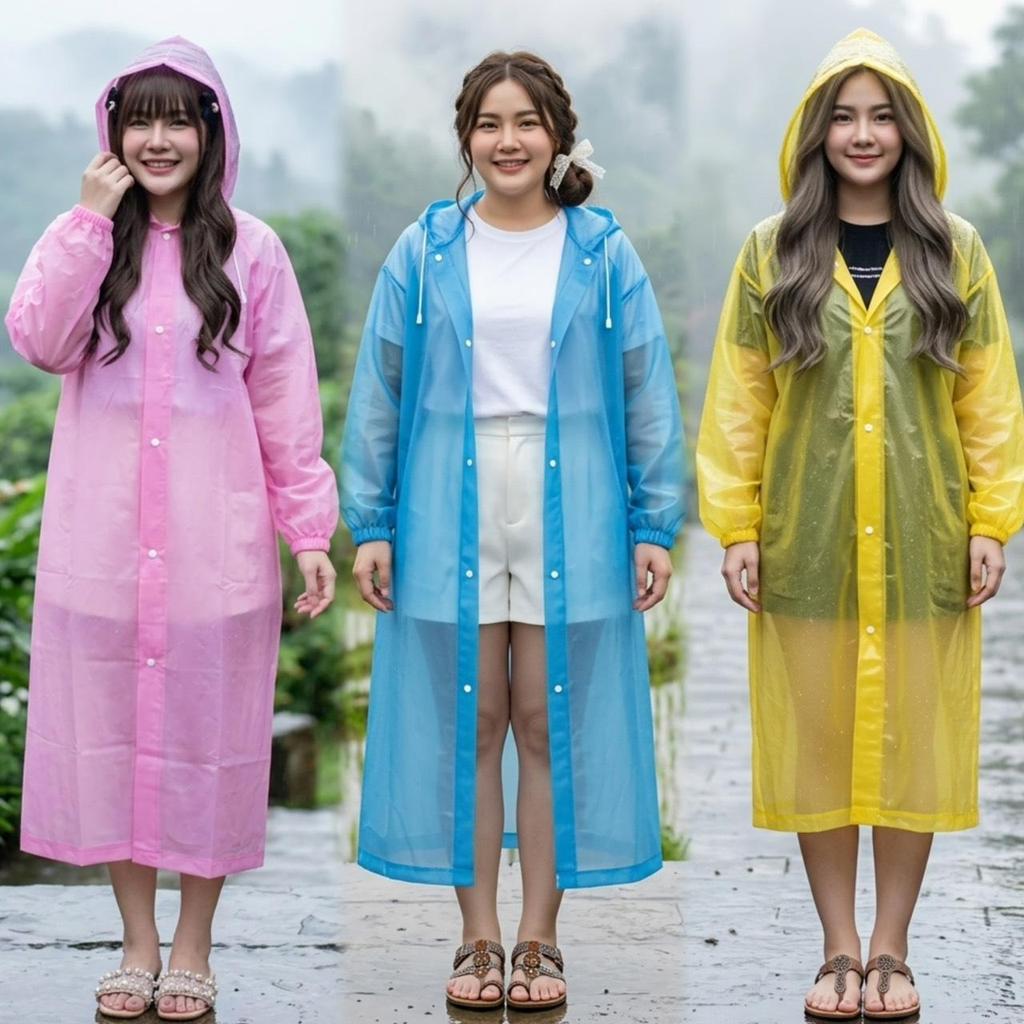 DTXmarket No.226Fn เสื้อกันฝนผู้ใหญ่EVA เสื้อกันฝน แบบหนา กันน้ำอย่างดี เสื้อกันฝนแฟชั่น