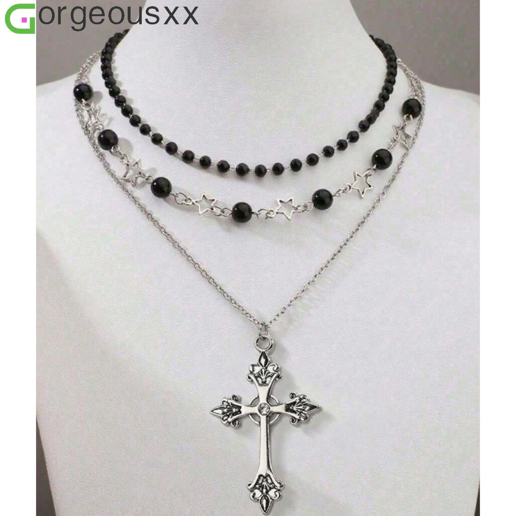 [Gorgeousxx] Cool Punk Red Love Heart Cross จี้ชั้นสร้อยคอผู้หญิงเครื่องประดับที่ไม่ซ้ํากัน