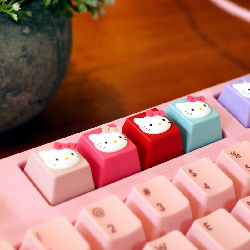 Hi มาในคิตตี้ Hello Kitty เรซิ่น Handmade Keycap น่ารักน่ารัก Keycap โปร่งใส ของขวัญ Keycap
