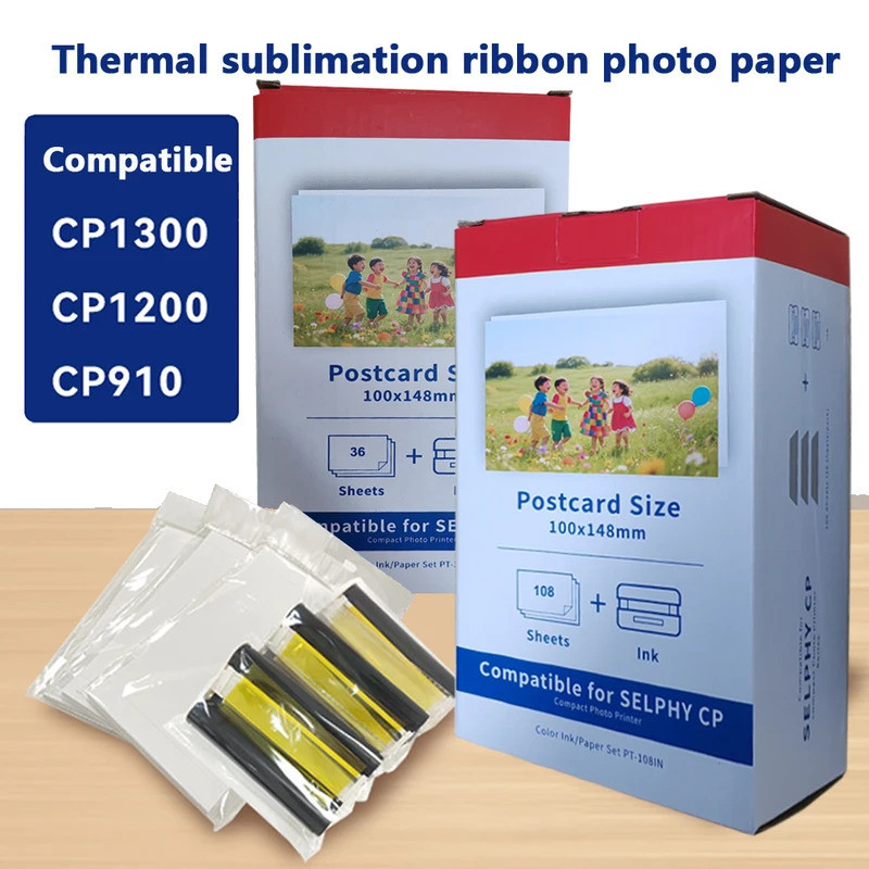 หมึกและกระดาษภาพถ่าย Selphy CP1300 ขนาด 6 นิ้วสําหรับถาด P สําหรับ Canon Selphy CP1500