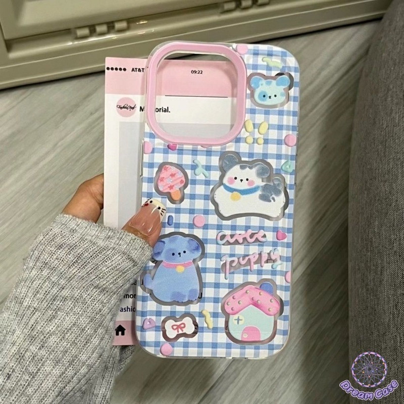 รักลูกสุนัขหมีรักสีสันลวดลายตารางเคสสำหรับ Redmi 13C 10C 10A 12 9C 10 9A 12C Note 10 9 13 11s 12 11 8 Pro POCO M3