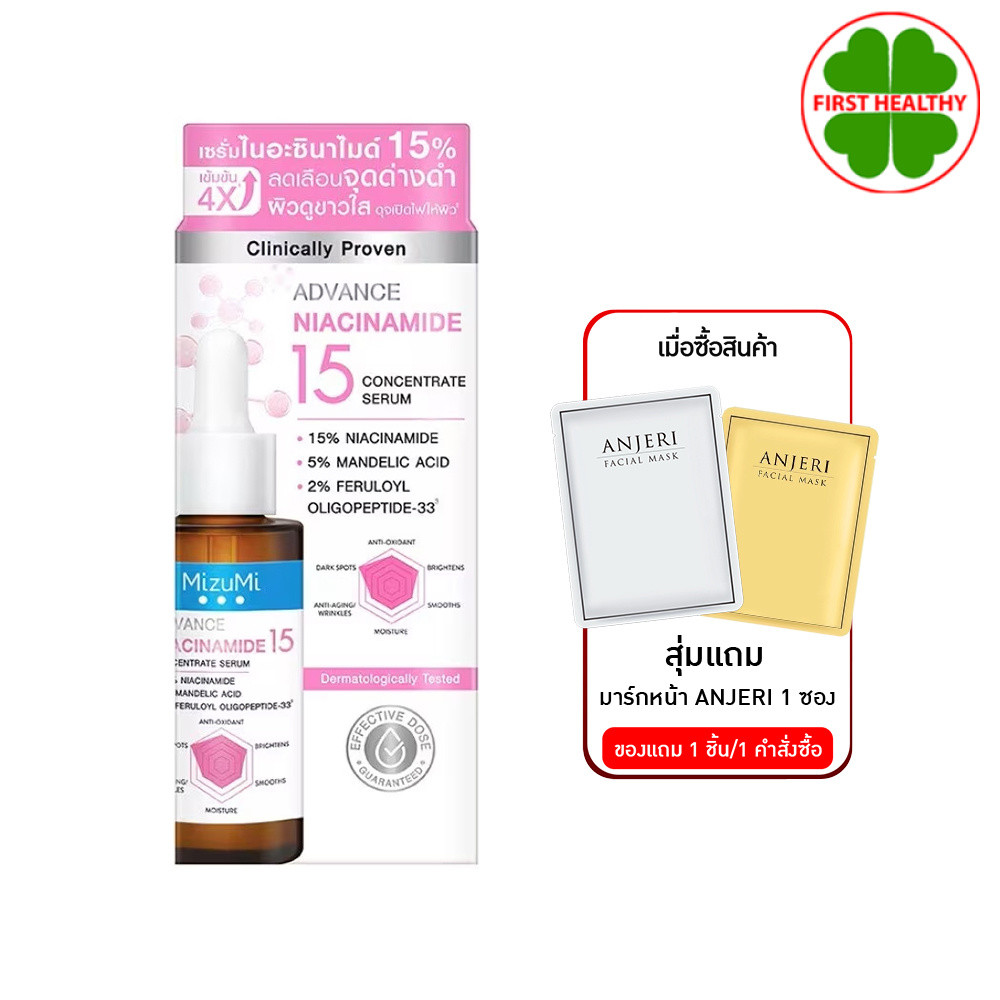 MizuMi Advance Niacinamide Serum " ( ขวดชมพู แถม มาสก์  1 ซอง ) " ไนอะซินาไมด์ เซรั่ม (1 ขวด 30 ml)