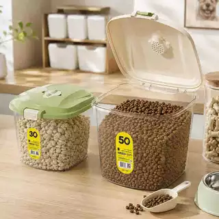 🐈‍⬛กล่องอาหารสัตว์เลี้ยง ถังอาหารสุนัขสูญญากาศ ความจุขนาดใหญ่10 กก. พร้อมถ้วยตวง เก็บรักษาความสด กันความชื้น ป้องกันแมลง