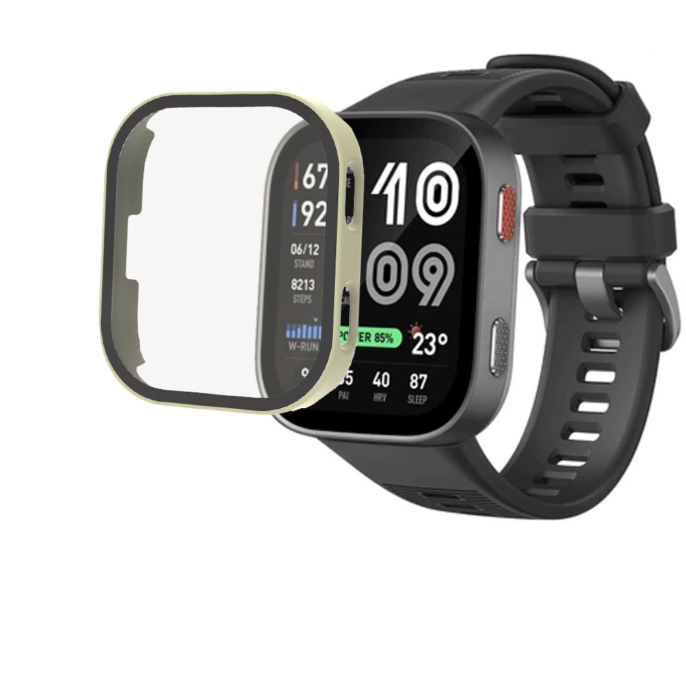 สําหรับ Amazfit Bip max case Full Cover Film กระจกนิรภัยพร้อมเคส PC ป้องกันหน้าจอปลอกอุปกรณ์เสริมสมาร์ทวอทช์