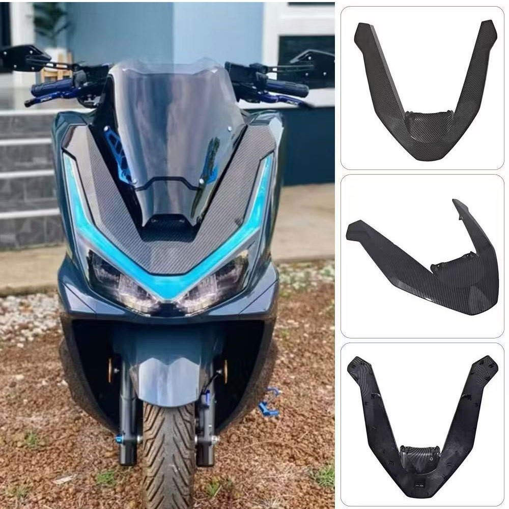 คิ้วไฟหน้า PCX160 ปี 2025-2026 ตัวV คิ้วหน้า PCX งานเคลือบฟิมล์ลอยน้ำ เคฟล่า (0134)