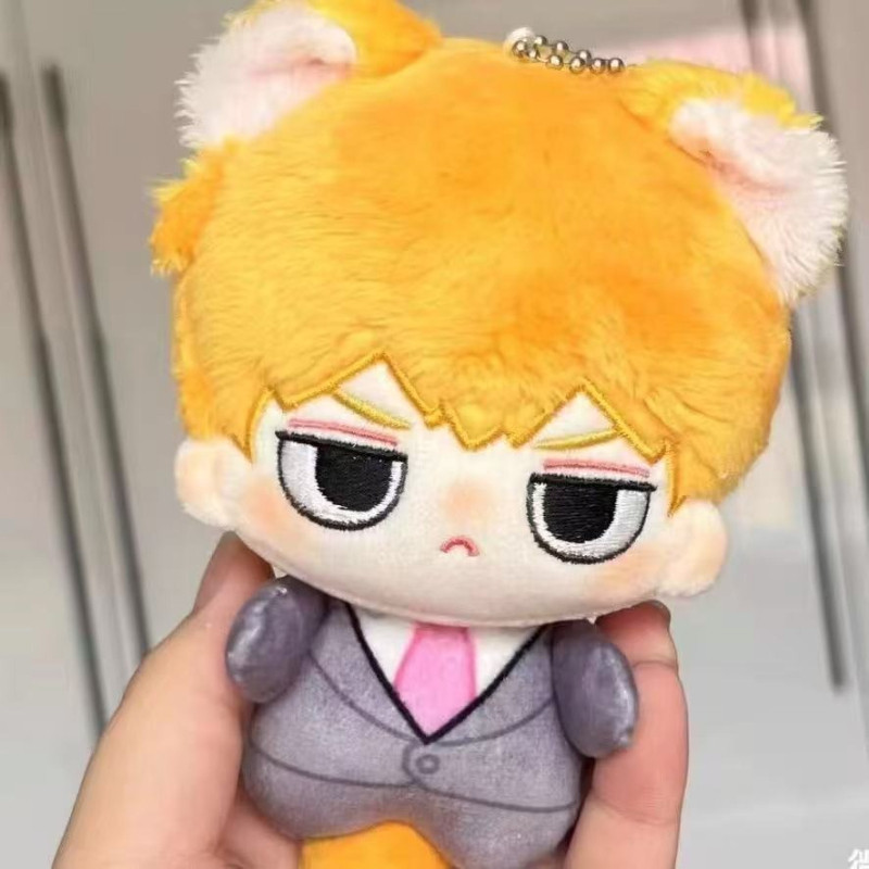 Mob Psycho 100 Reigen Arataka น่ารัก 10 ซม.หูแมวผ้าฝ้ายตุ๊กตาพวงกุญแจอะนิเมะ Merchandise สําหรับแฟนค
