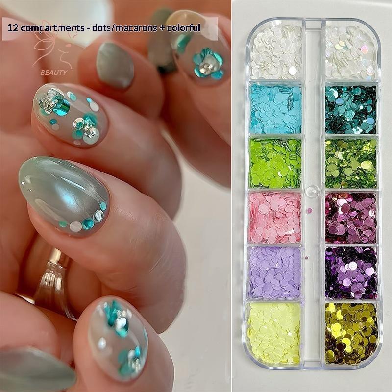 [maybeauty] เพ้นท์เล็บ DIY สร้างสรรค์พร้อมลวดลายแวววาวแบบวงกลมสีสันสดใส 12 กริด {TH}