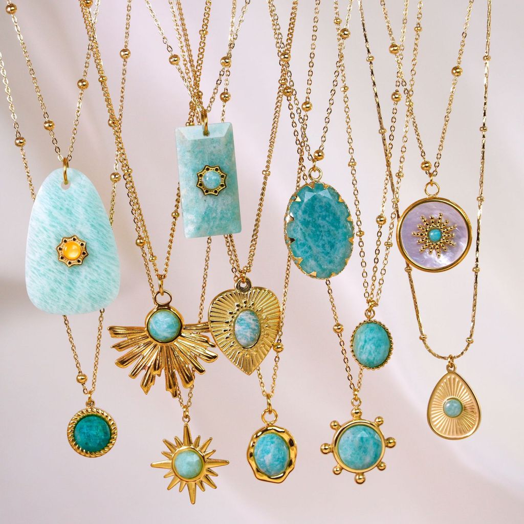 Ins Light Luxury Blue Series Tianhe Stone 14K Gold Necklace Handmade Necklace