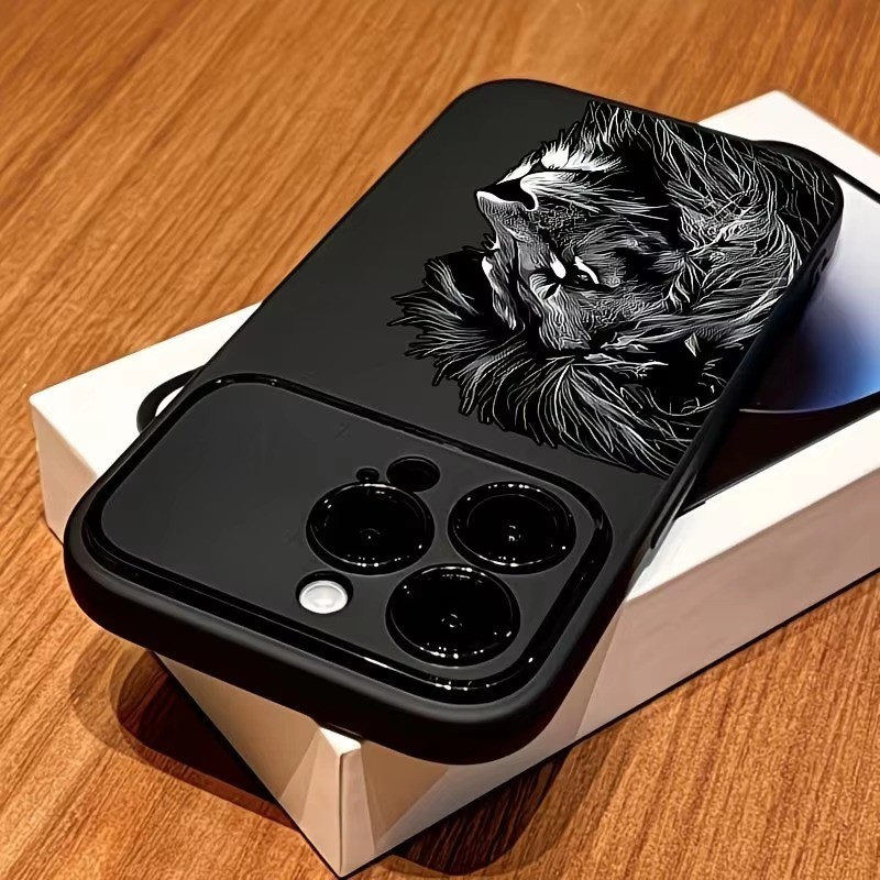 สีดํารูปแบบสิงโตเคสโทรศัพท์สําหรับiPhone 17 16 15 14 13 12 11 Pro Max 16Plus X XS XRกันกระแทกMatteซิลิโคนอ่อนนุ่ม