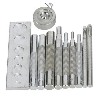 NARCIS 11 ชิ้น Snap Fastener เครื่องมือ,โลหะ Handle Die Punch Rivet Setter, ชุดเครื่องมือฐาน Punch ชุดเครื่องมือหนัง DIY
