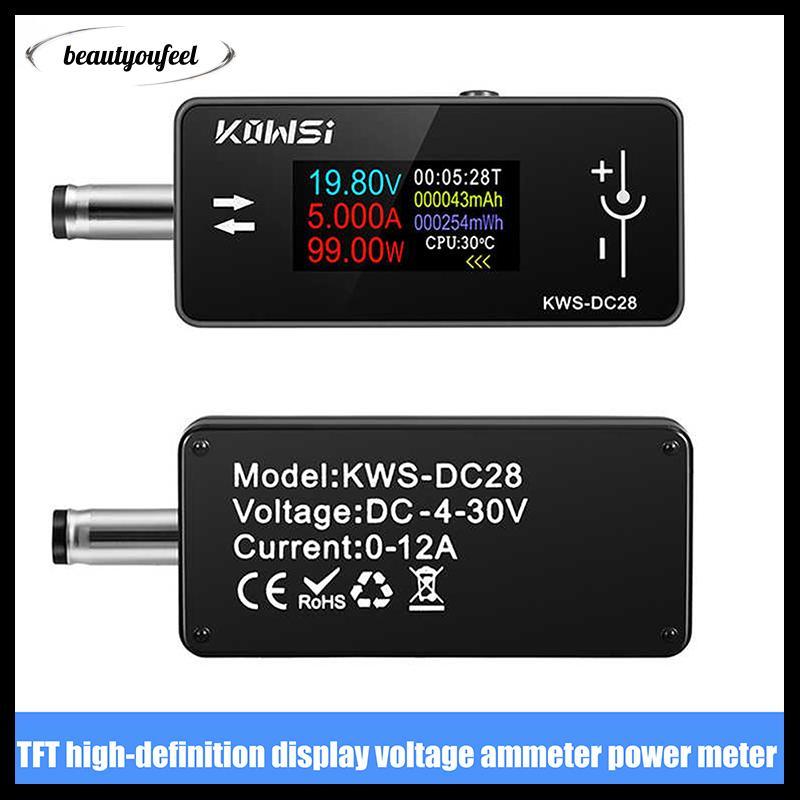 [Beautyoufeel] KWS-DC28 0.96 นิ้ว TFT HD จอแสดงผลดิจิตอล DC 5.5*2.5 เครื่องทดสอบอินเทอร์เฟซแรงดันไฟฟ้าแอมป์มิเตอร์ Power Meter Multi In One Display