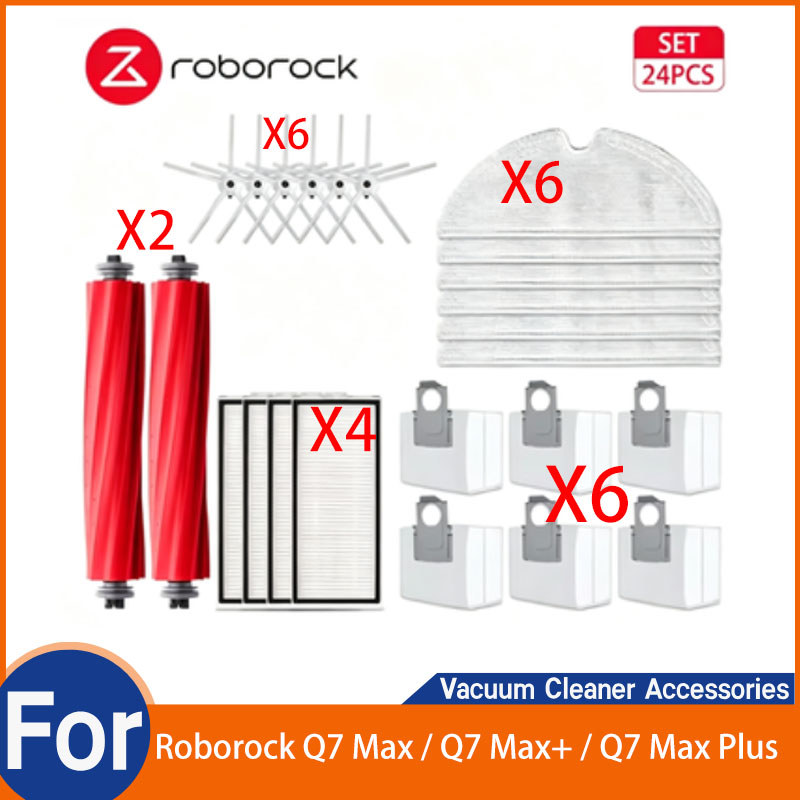 Roborock Q7 Max / Q7 Max+ / Q7 Max Plus เครื่องดูดฝุ่นหุ่นยนต์ผสมแพ็คอุปกรณ์เสริม (24 ชิ้น)