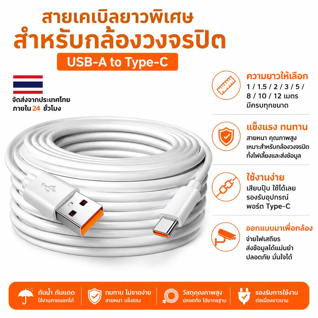 (Delivery within 24 hours in Thailand) Buy one get one free. Fast charging cable, Android charging c