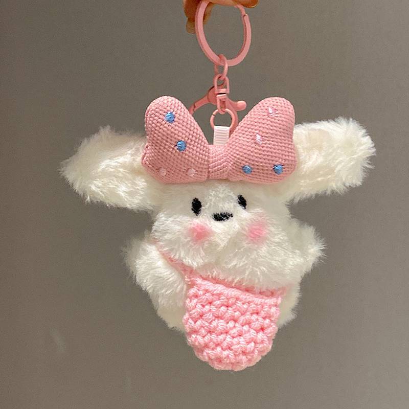 Cartoon Plush Doll Blush Bunny Pendant Puppy Doll Bag Keychain Ornaments Gift Gift Gift d2B2