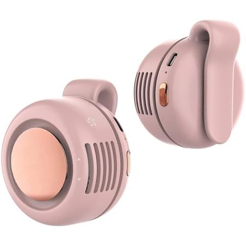 คลิปเงียบบน BladeZ FanZ แบบพกพา USB-C ชาร์จเร็วแฮนด์ฟรีเอวและคอCool ชาร์จใหม่ได้uvw สีชมพู yalas 3 ค