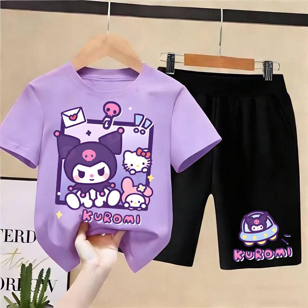 [COD] kids เสื้อเด็กสไตล์เกาหลีญี่ปุ่น  แฟชั่น เซ็ตชุดเด็ก เสื้อ+กางเกง ชุดสองชิ้น+ืด เสื้อแขนสั้น  สไตล์ลำลอง คอกลม สูง