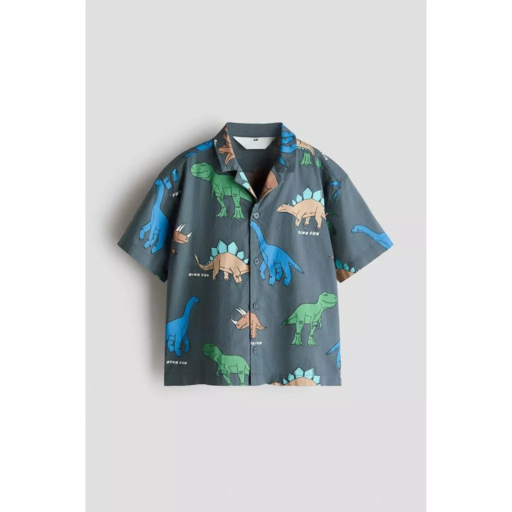 H&M(เอชแอนด์เอ็ม) เสื้อเชิ้ตผ้าฝ้ายพิมพ์ลายสำหรับวันพักผ่อน เด็กชาย 1343247_1