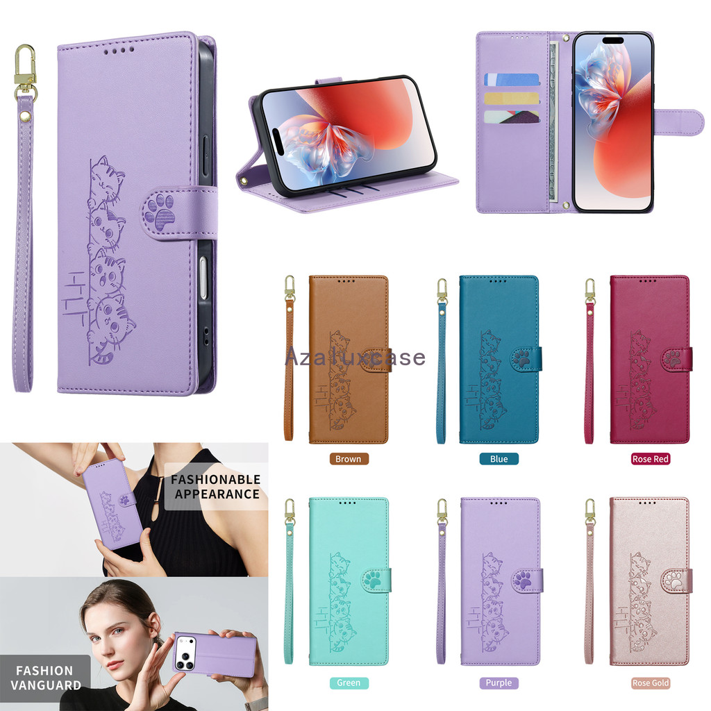 เคสกันกระแทกสําหรับOPPO Reno 15 Pro Max 15F 14 14F 13 F 13F 12F 12 Pro 11 11F 10 Pro 5Gผู้ถือบัตรปกหนังป้องกันกระเป๋าสตางค์กรณีสายรัดข้อมือSlimการ์ตูน