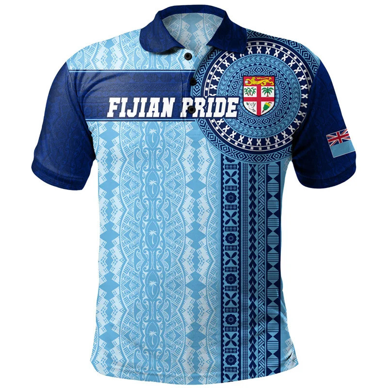 ออกแบบใหม่ Fiji รูปแบบเสื้อโปโลผู้ชายผู้หญิงฮาวาย 3D พิมพ์ Polynesian T เสื้อปุ่มหลวม Tees ฤดูร้อนแขนสั้น RYEM