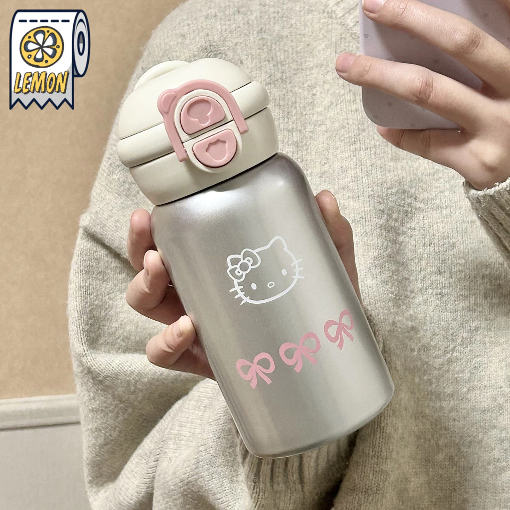 แก้วสะแตนเลสเก็บความเย็น304 ลายการ์ตูนน่ารัก พร้อมหลอดดูด ขนาด500ml
