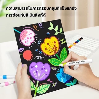 ปากกาอะคริลิค เด็ก ปากกามาร์กเกอร์อะคริลิค 12/24/36/48/60/80สี แห้งเร็วไม่ซึมถึงด้านหลัง กราฟฟิตีการ์ตูน