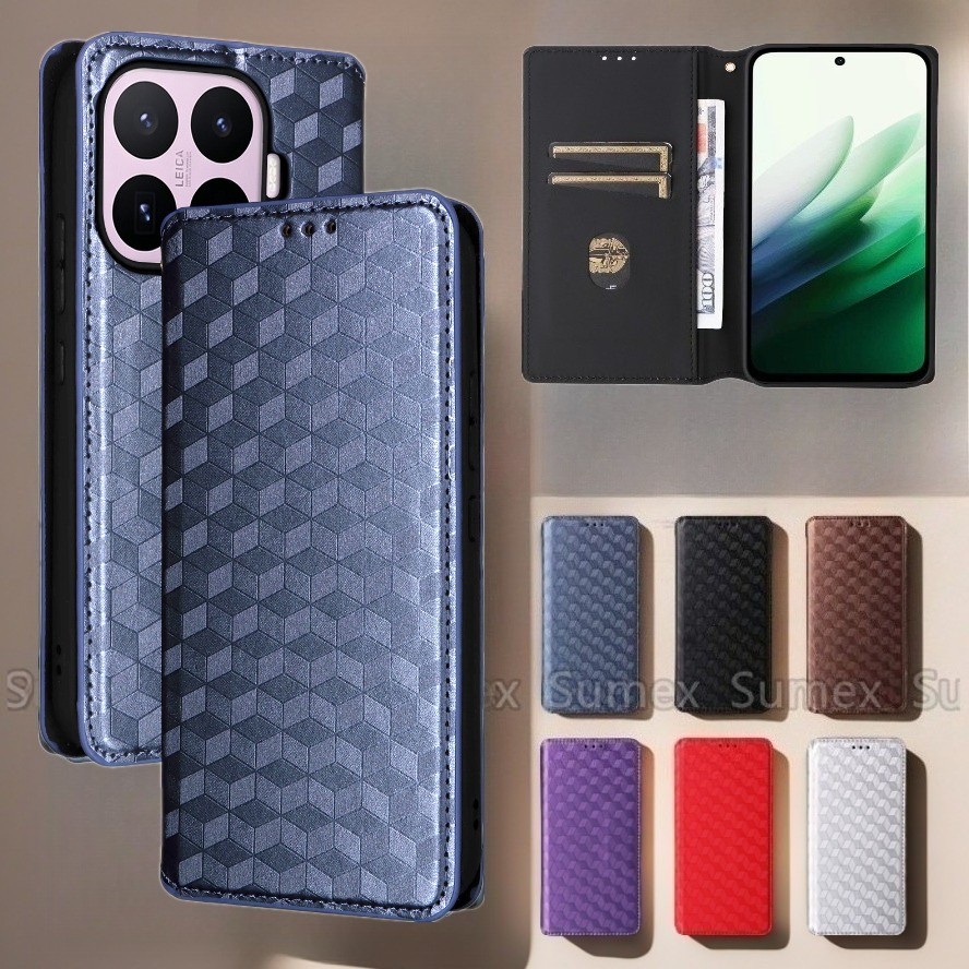 Lattice แม่เหล็กหนังสําหรับ Xiaomi17T Xiaomi 17T Pro 5G เคสโทรศัพท์ Stand Holder ช่องใส่การ์ดกระเป๋าสตางค์ปลอกกันกระแทกกันชน Mi17T Mi 17TPro 2026