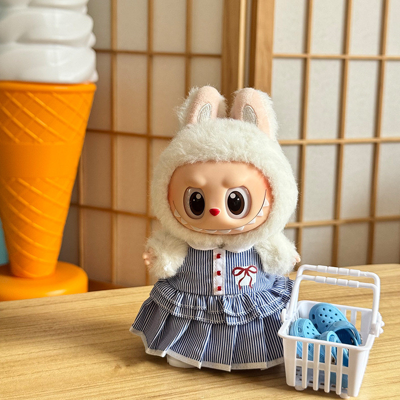ตุ๊กตา 15 ซม. 17 ซม. เสื้อผ้า Nyota ชุดเดรสลายทางสีน้ําเงินคล้องคอสําหรับ V1 V2 V3