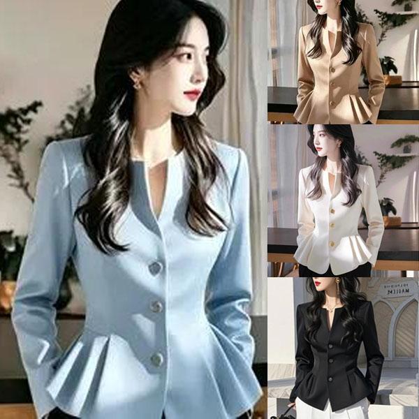 Chili เสื้อเชิ้ตสูทสีขาวสำหรับผู้หญิงสไตล์ฝรั่งเศสที่ดูหรูหรานี้ เป็นไอเท็มที่ดูดีมีสไตล์และเหมาะสำหรับใส่ไปทำงาน#99315