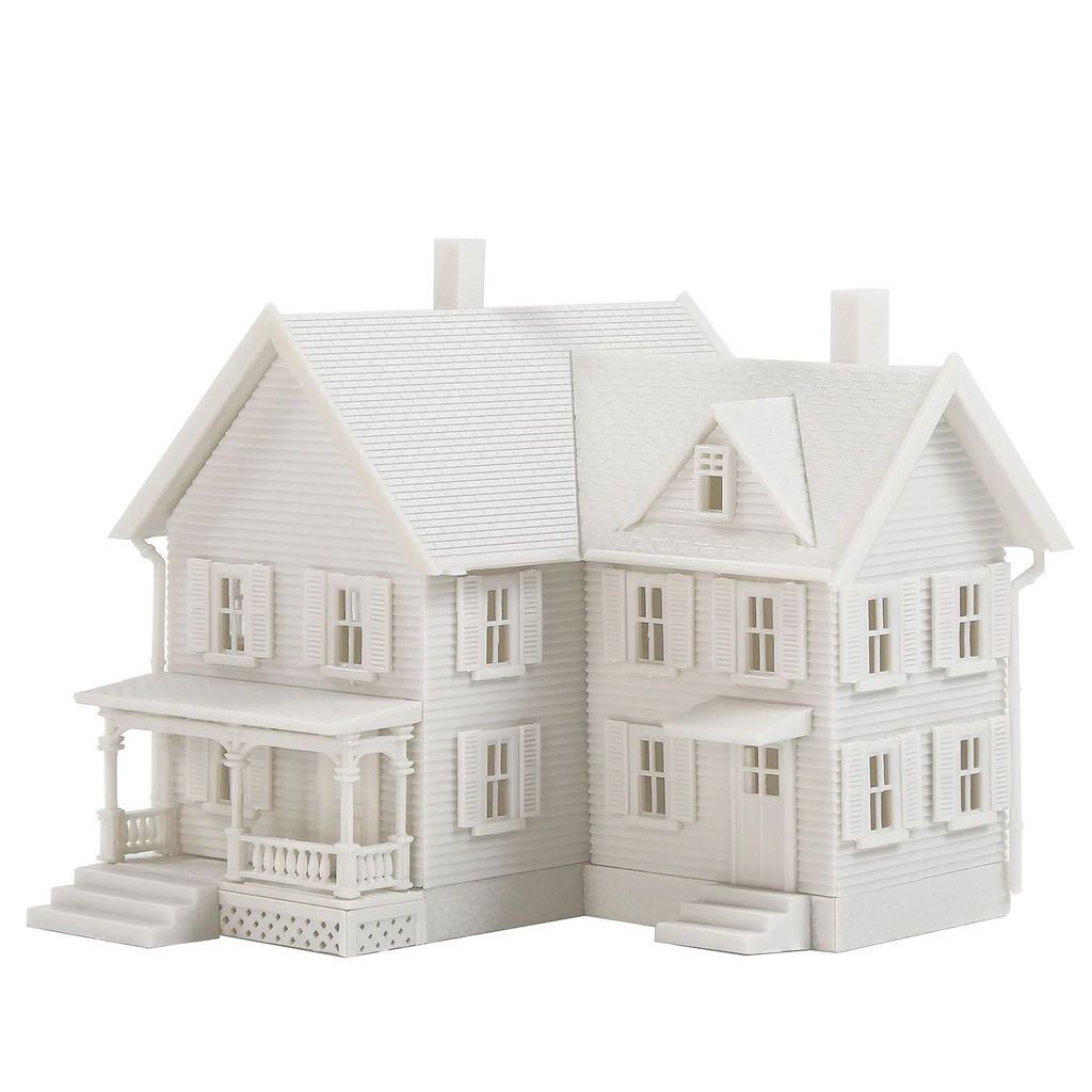N Scale 1:160 รุ่น Dwelling House Kit สองชั้นพร้อมระเบียง Unpainted JSN5885JJ