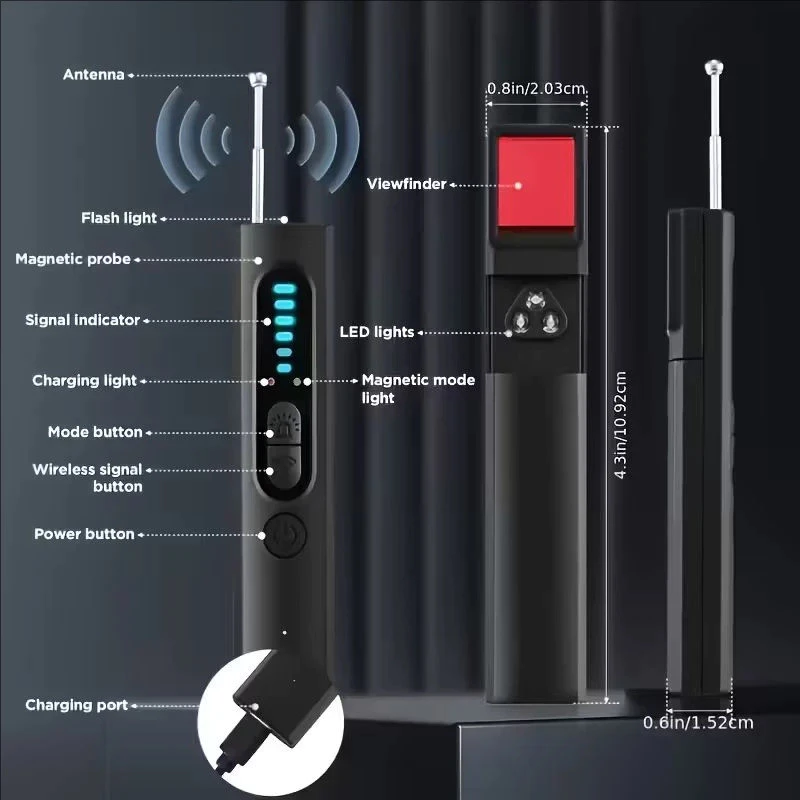 เครื่องตรวจจับกล้องที่ซ่อนอยู่และสัญญาณไร้สาย RF thumbnail 7