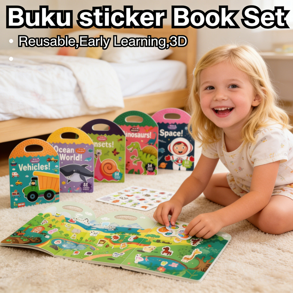 Buku Pelekat Budak Book Set Play Scene Book สติกเกอร์ 3D Book Learning Early Book Kids