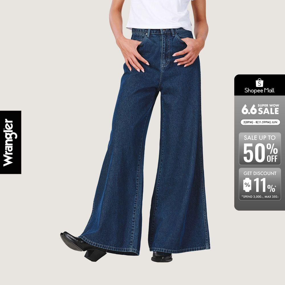 WRANGLER กางเกงยีนส์ผู้หญิง คอลเลคชั่น Everyday with Wrangler เอวกลาง ทรงขากว้าง รุ่น WR S225WWLEN30 สียีนส์เข้ม
