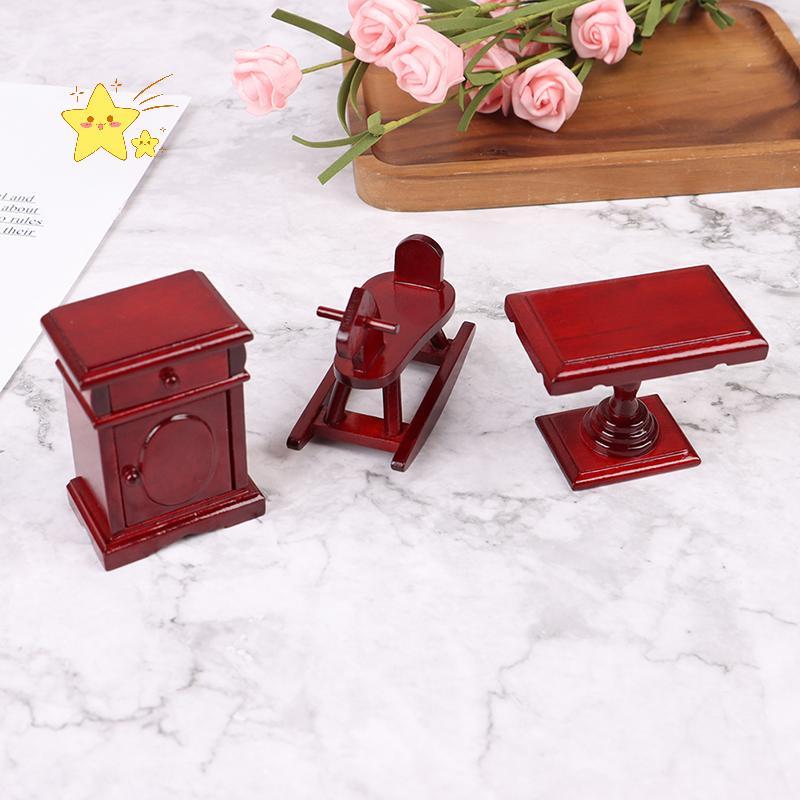 [JBTH] 1:12 Doll House Wooden Roing Horse Chair Nursery Room เฟอร์นิเจอร์ Accessorie Toy [JB]