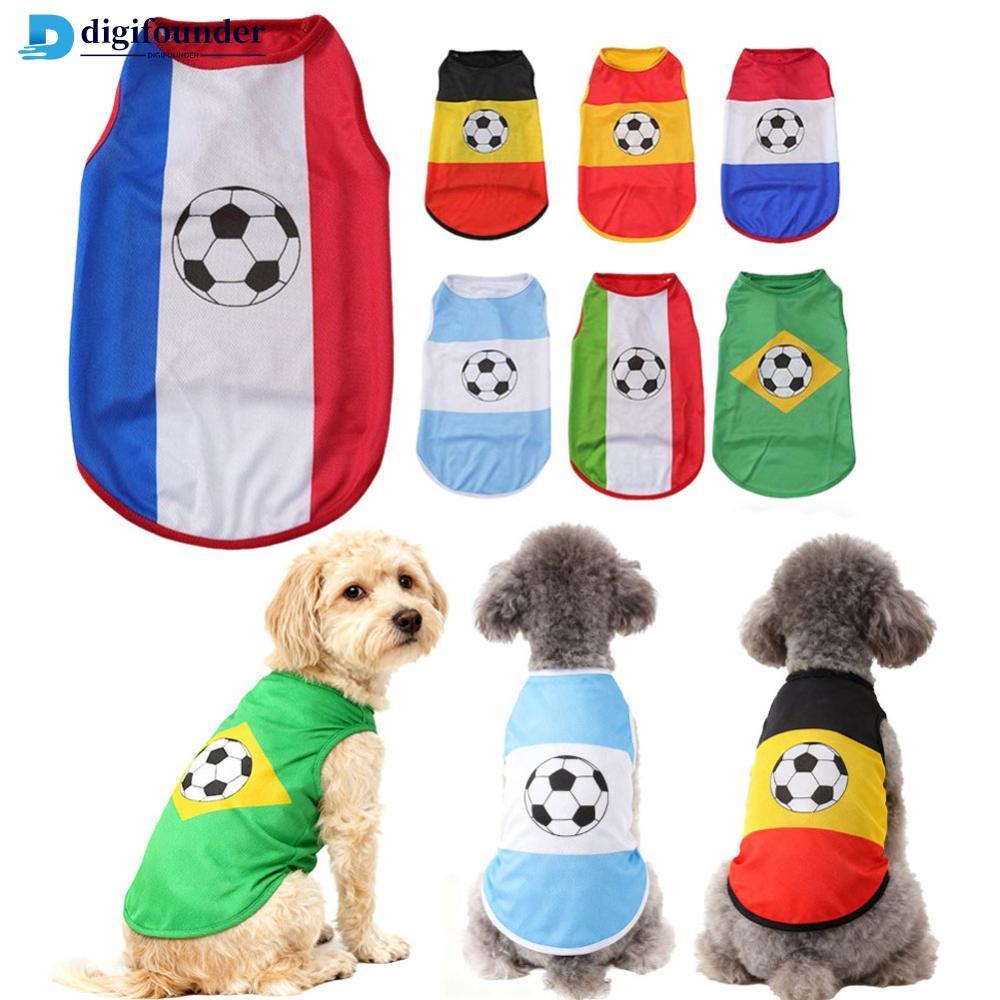 DIGIFOUNDER Pet Colthes Soccer Country Flag Dog Cat Vest Breathable Mesh for Small Medium Dogs and C