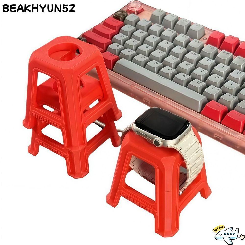 BEAKHYUN5Z แท่นชาร์จนาฬิกา, พร้อมแท่นชาร์จ Groove Chair Shape Watch Desktop Stand, การพิมพ์ความคิดสร้างสรรค์สีแดง Universal Storage Rack สําหรับนาฬิกา