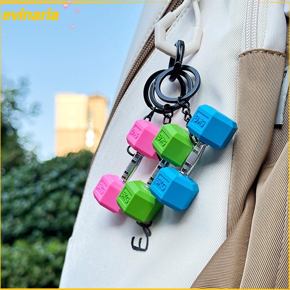 EVINARIA จี้พวงกุญแจ, DIY Kettlebell Barbell พวงกุญแจ, ของขวัญยิม Dumbbell Gym Lovers PVC Charms กระเป๋าพวงกุญแจอุปกรณ์เครื่องประดับ