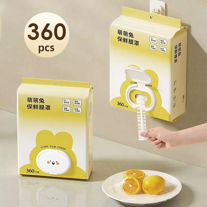 Tt 360 ชิ้นทิ้งพลาสติกห่อครอบคลุมสดเก็บ Cling ฟิล์ม Universal Fit ชามฝาปิดสําหรับอาหาร mbn