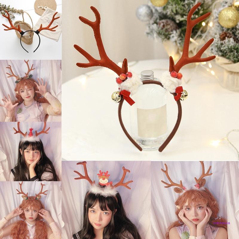 CON ที่คาดผมคอสเพลย์ Xmas Elk Horn Shape Hair Hoop เทศกาลปาร์ตี้ Headpiece สําหรับเด็ก