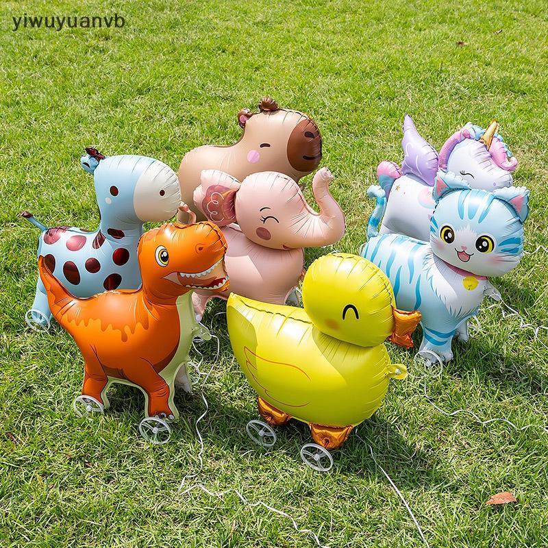Yiwuyuanvb] 4D การ์ตูนฟอยล์บอลลูนช้างขาตั้งบอลลูนเดินล้อสําหรับเด็กวันเกิดตกแต่ง Baby Shower ใหม่