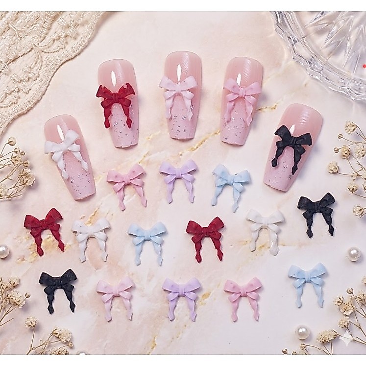 [ถุงละ 20 ชิ้น]🎀 โบว์เจ้าหญิง 3D ตกแต่งเล็บสุดคิ้วท์ 🎀 โบว์นูนสไตล์เกาหลี สีพาสเทลหวานละมุน ✨