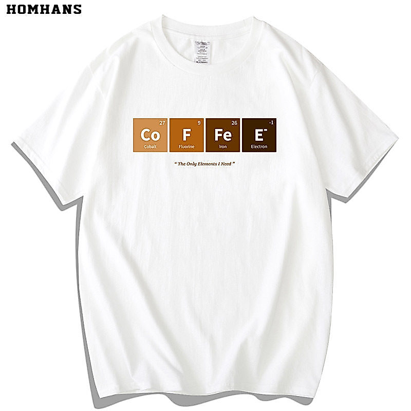 เสื้อยืดพิมพ์ลายตารางธาตุ ทำจากผ้าฝ้ายหนา 100% สำหรับผู้ชายและผู้หญิง พร้อมส่ง เสื้อลำลองลายเคมีสุดฮา